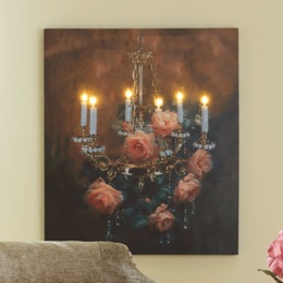 Lit Floral Chandelier Wall Art, , large