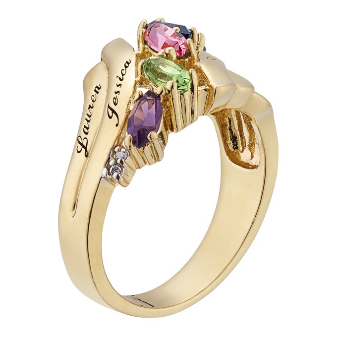 Marquis Magic Family Name and Birthstone Ring, , large