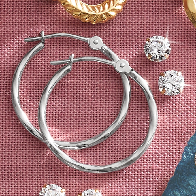 10K Gold 2-Pair Hoop and Cubic Zirconia Earring Set , , large