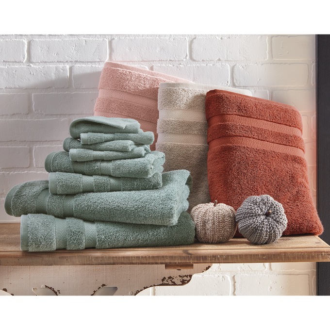 8-Piece Luxury Turkish Towel Set, Clay, large