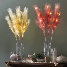 Set of 3 Lit Faux Pampas Grass, , large