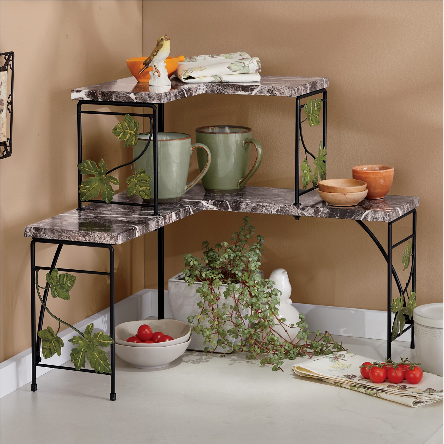 Faux Marble Ivy Over The Sink Shelf And Corner Shelf Midnight Velvet