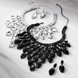 Crystal Marquis Bib Necklace &amp; Earring Set, , large