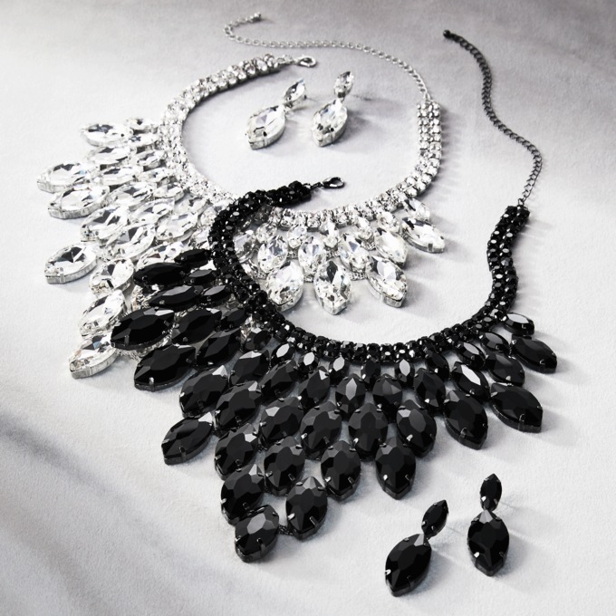 Crystal Marquis Bib Necklace & Earring Set, , large