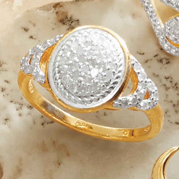 Diamond Oval Cluster Ring, , large