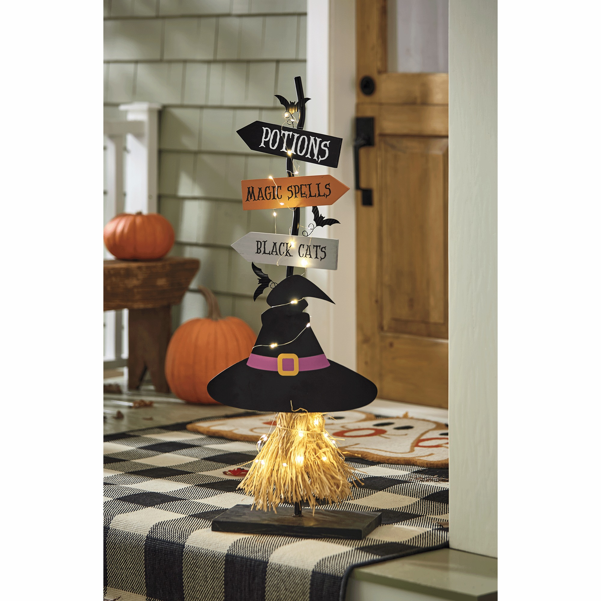 Witch&rsquo;s Broom Halloween Sign, , large