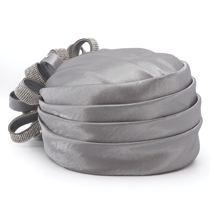Embellished Satin Flower Turban, , large