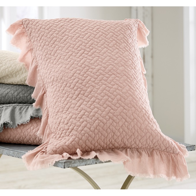 Ruffled Hem Sham, Blush, large