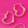10K Gold Heart Petit Hoops, , large