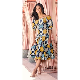 Smocked Midi Dress, , large