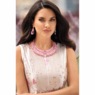 Crystal/Faux-Pearl Mulit-Strand Bib Necklace & Earring Set, Pink, large