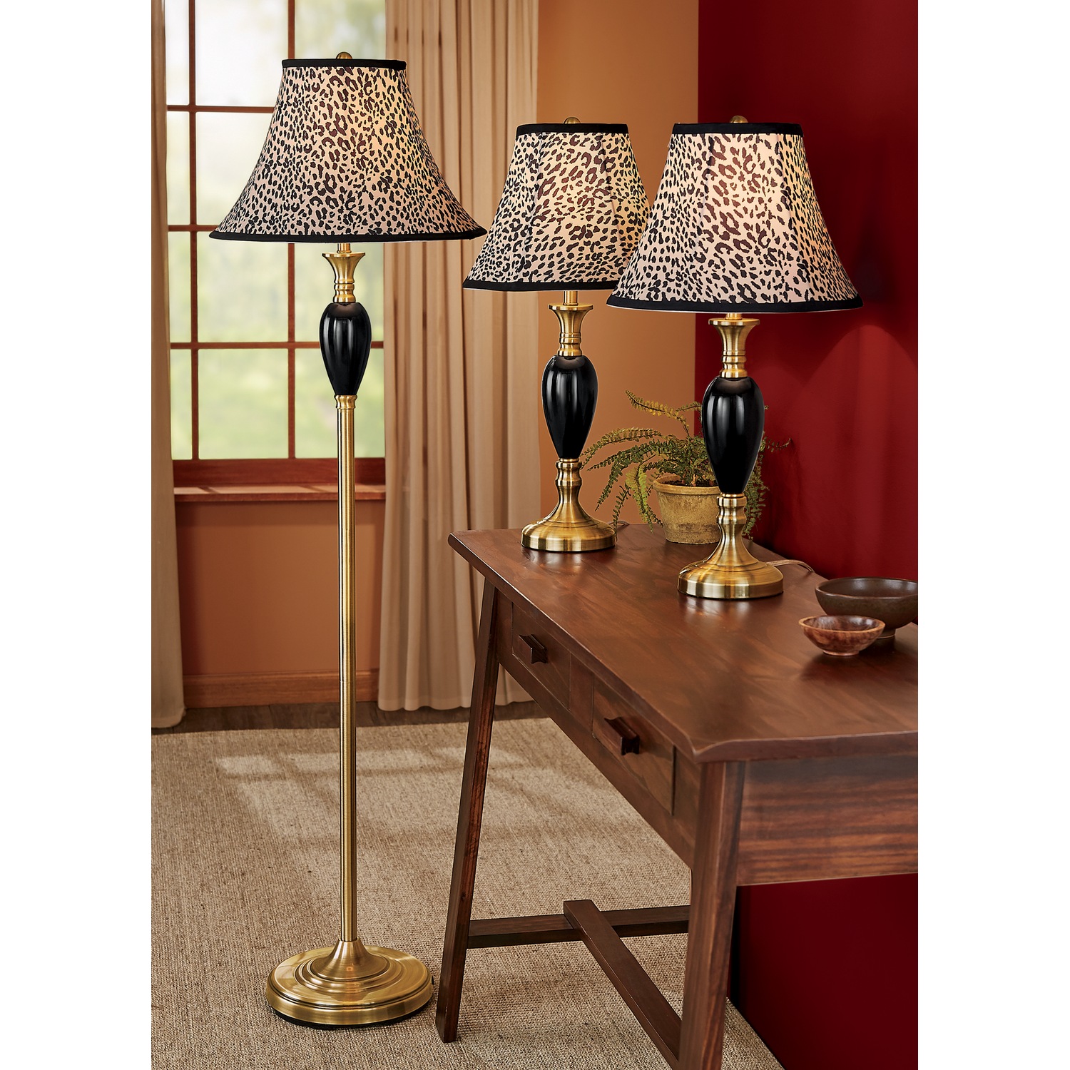 3-Piece Leopard Print Lamp Set | Midnight Velvet 3-Piece Leopard Print Lamp Set | Midnight Velvet