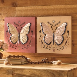 Set of 2 Butterfly Wall Plaques, , large