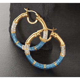 SIS X MISA Denim Enamel &amp; Simulated Diamonds Hoops, , large