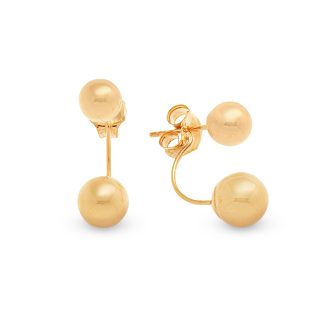 10K Gold Front/Back Ball Post Earrings, , large