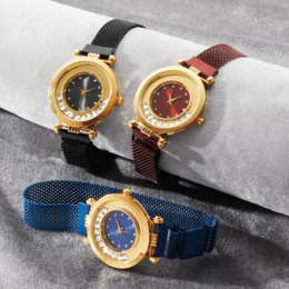 Ladies&#39; Mesh-Strap/Crystal Color Watch, , large
