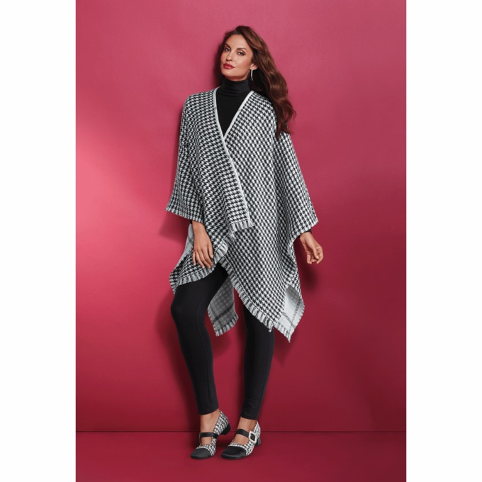 Houndstooth Reversible Wrap, , large