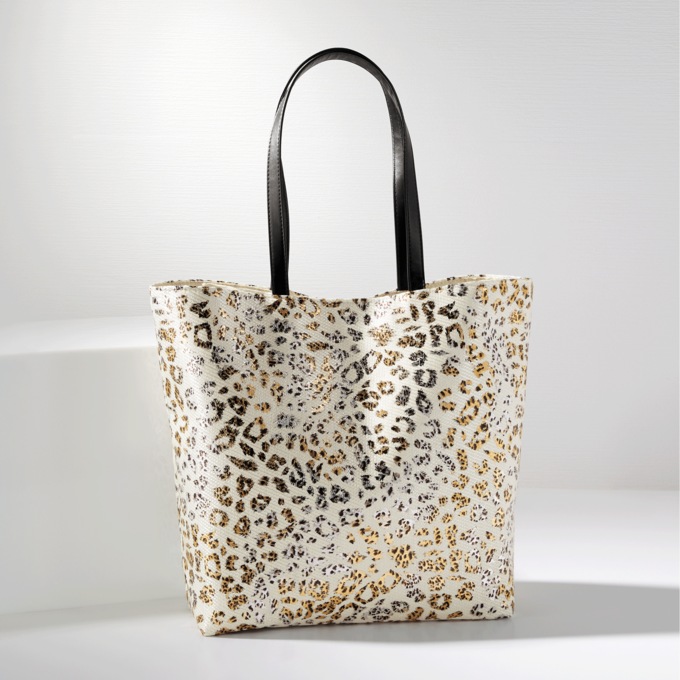 Metallic Animal-Print Tote, , large