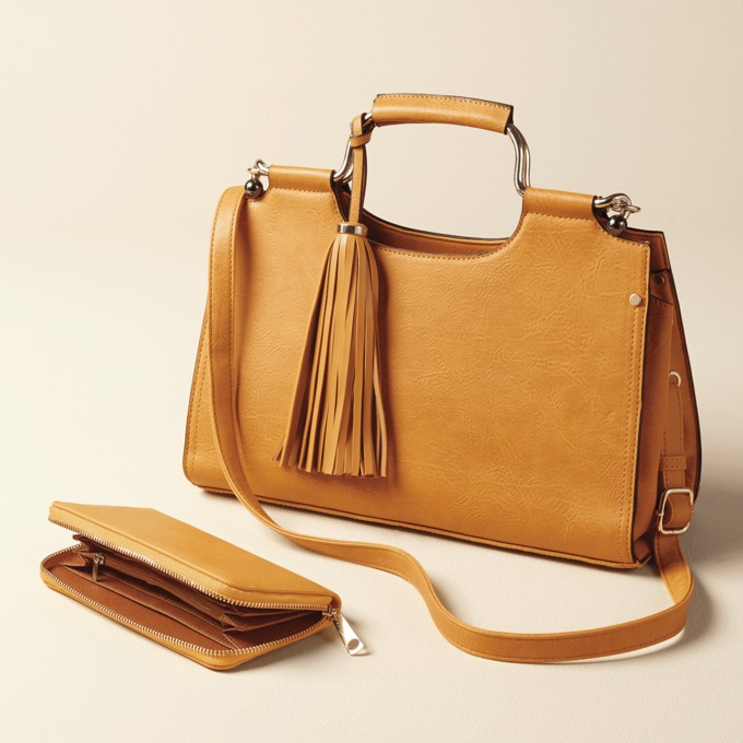 2-Piece Tassel Satchel, , large