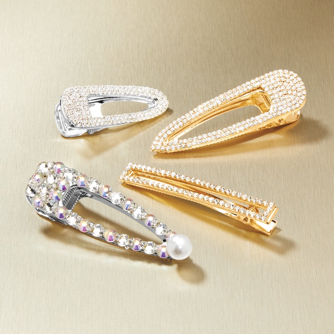 Mixed Crystal Hair Clip Set, , large