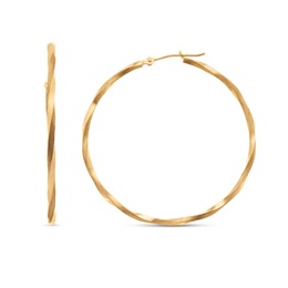 10K Gold Twisted Round Hoops, , large