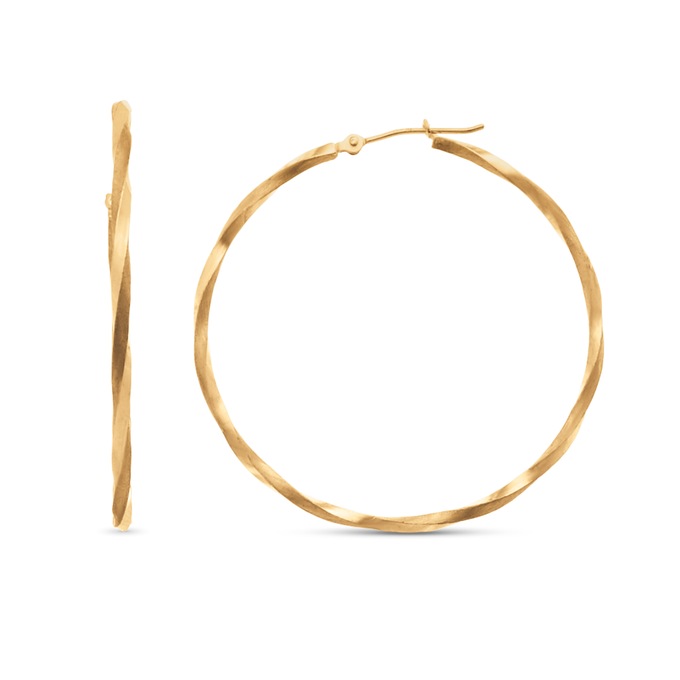 10K Gold Twisted Round Hoops, , large