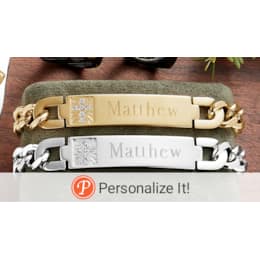 Men's Name Stainless Steel Cubic Zirconia Bracelet, , large