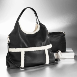 Faux-Shearling Tote, , large