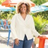 Faux-leather blazer, White, large