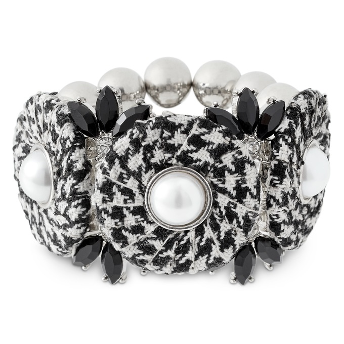 Houndstooth Fabric Stretch Bracelet, , large