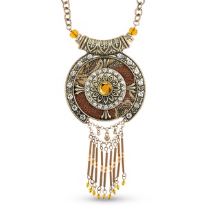 Tapestry/Crystal Medallion Necklace, , large