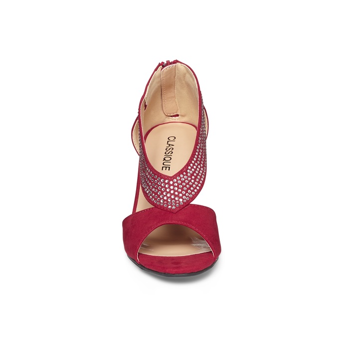 Classique Rhinestone Band Sandal, Red, large