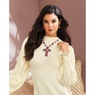 Nora Ribbed Women's Sweater with Pointelle Balloon Sleeves and Mockneck, , large