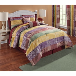 Naples 10-Piece Jacquard Comforter Set, Panel Pair and Valance, , large