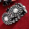 Houndstooth Fabric Stretch Bracelet, , large