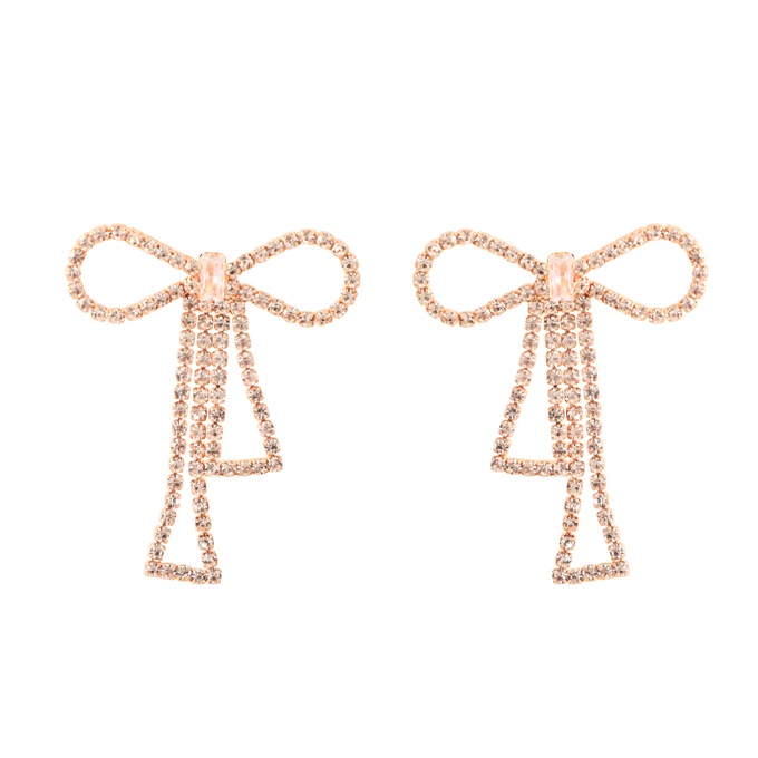 Crystal Bow Drop Earrings, , large