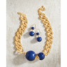 Ball/Link Goldtone Necklace & Earring Set, , large