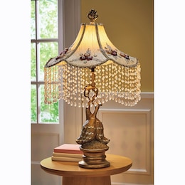 Beaded Scalloped Victorian Lamp, , large