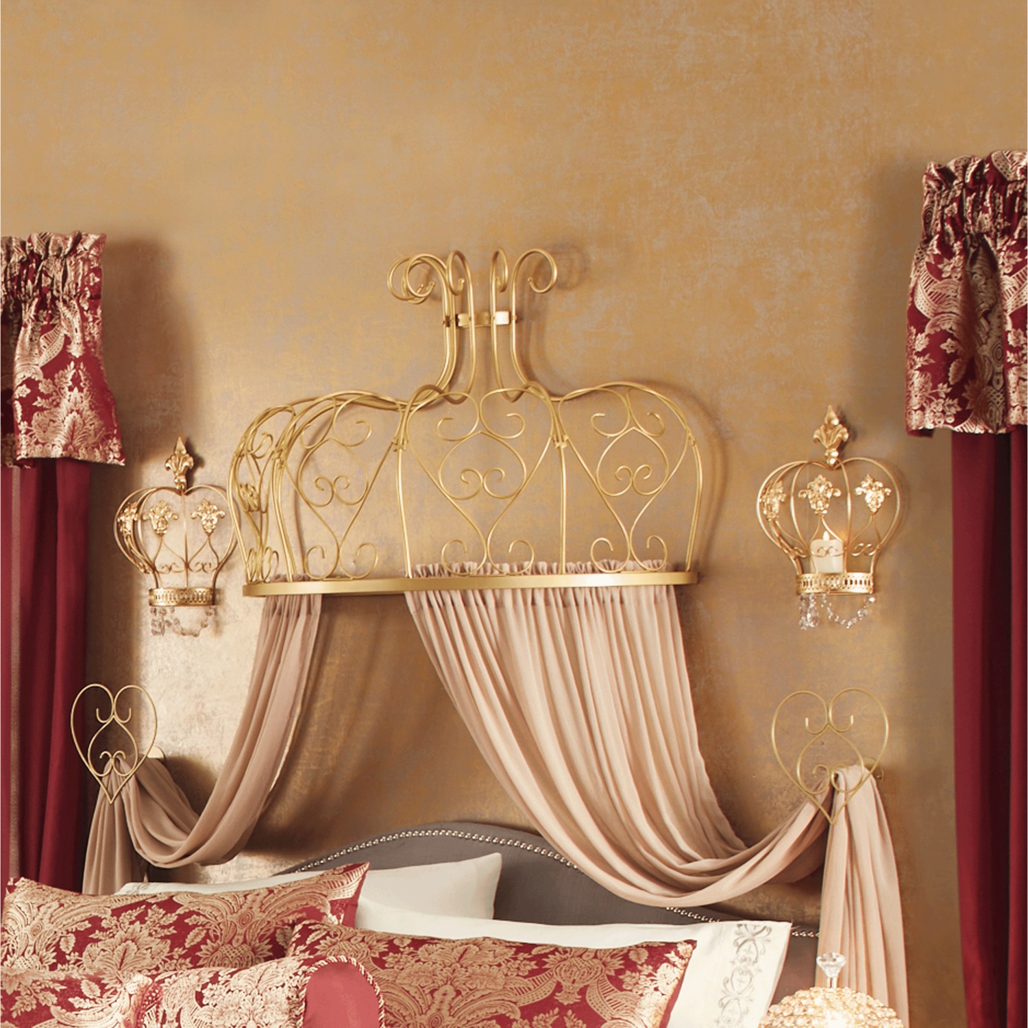 Set of 2 Jeweled Crown Sconces Midnight Velvet