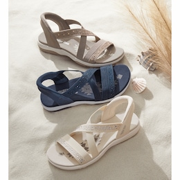 Skechers Women's Slip-Ins Reggae Slim Summer Sparkle Sandal, , large