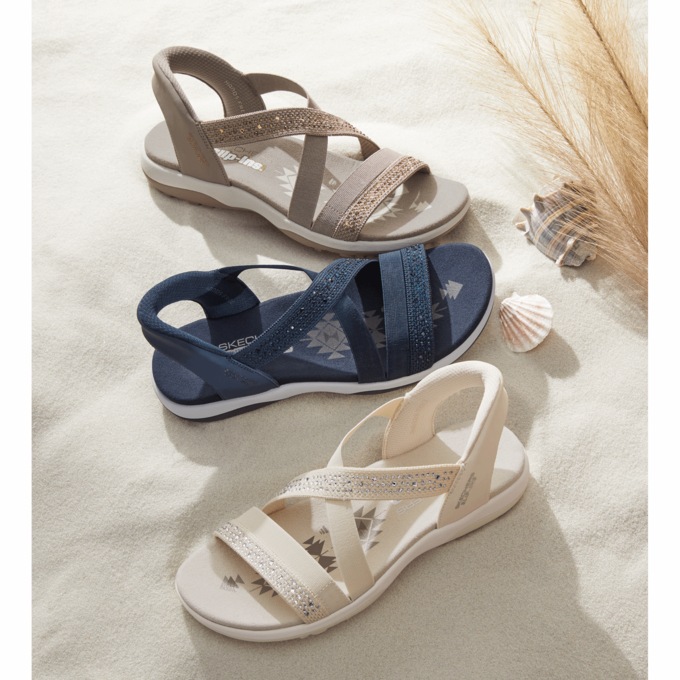 Skechers Women's Slip-Ins Reggae Slim Summer Sparkle Sandal, , large