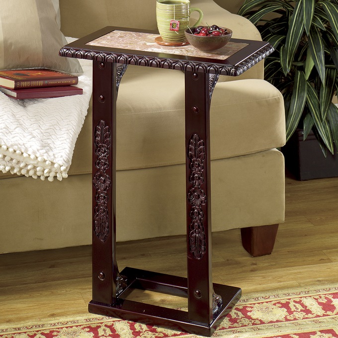Marble Top Sofa Server Midnight Velvet