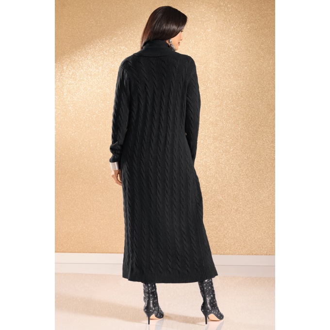 Natisha 3-Piece Textured Sweater Skirt Set with Cardigan and Tank Top, Black, large