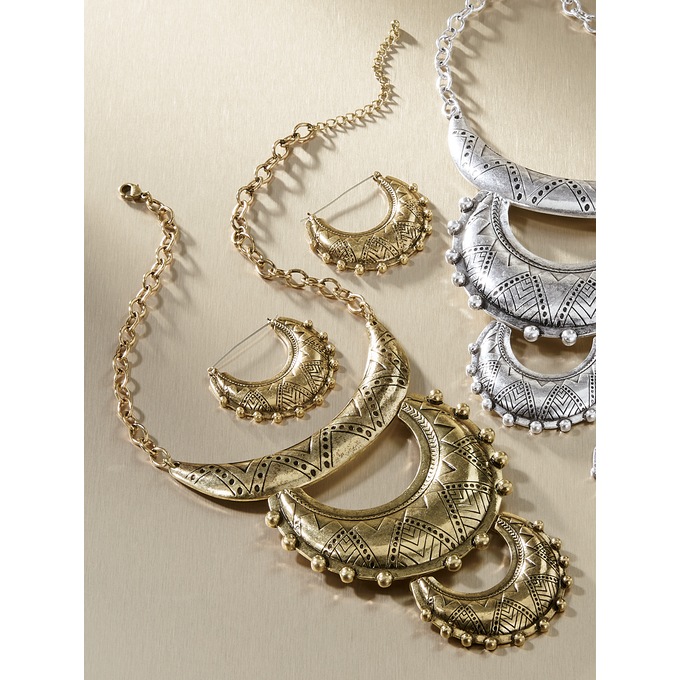 Pattern Necklace and Earring Set, , large
