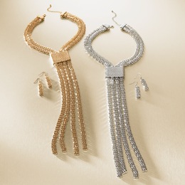 Fringe Drop Necklace and Earring Set, , large