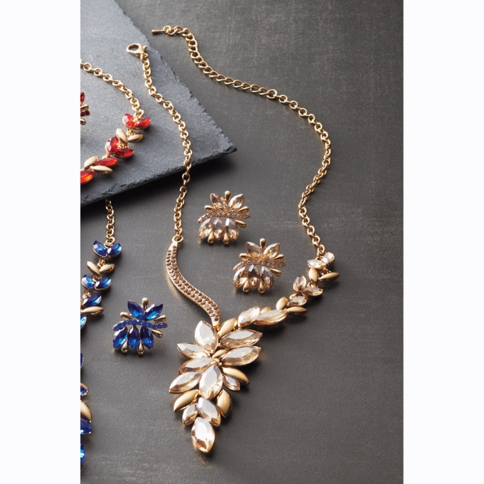 Crystal Marquise-Cut Spray Necklace & Earring Set, , large