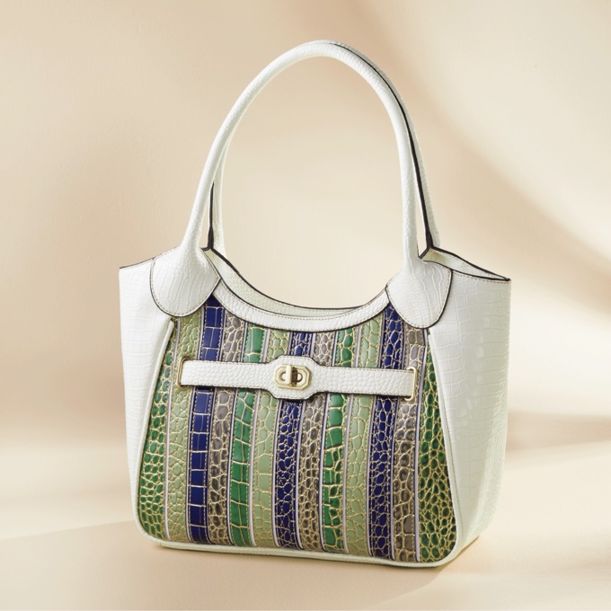 M.C. Handbags Krystal Striped Bag, , large