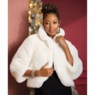 Cora Cropped Faux-Fur Jacket with 3/4 Length Sleeves, , large