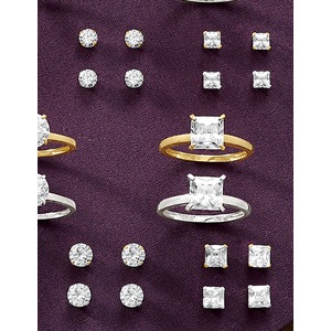 10K Gold Cubic Zirconia Earrings, , large