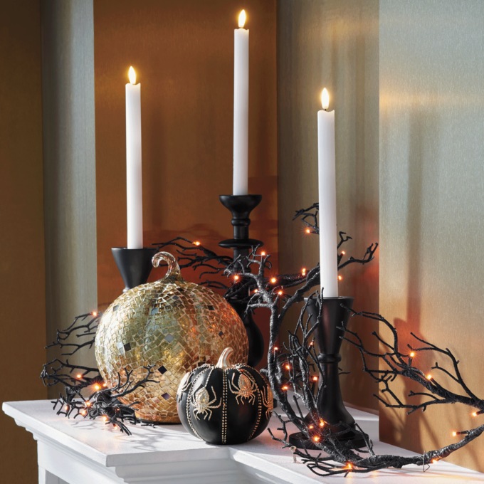 Lit Black Glitter Garland, , large